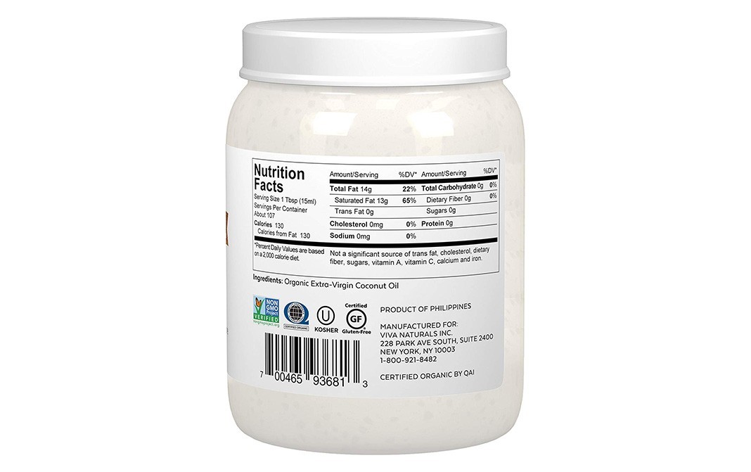 Viva Naturals Organic Extra-Virgin Coconut Oil    Plastic Jar  1.6 litre